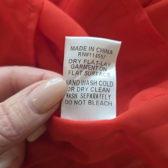 THML Boho Embroidered Vibrant Orange Red Maxi Dress, Spaghetti Straps - Large - Picture 9 of 9